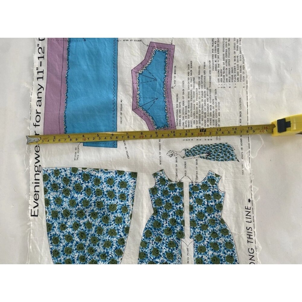 Vintage Evening Wear Doll Clothes Fabric Panel for 11-12 Inch Doll Uncut Retro - Picture 6 of 16